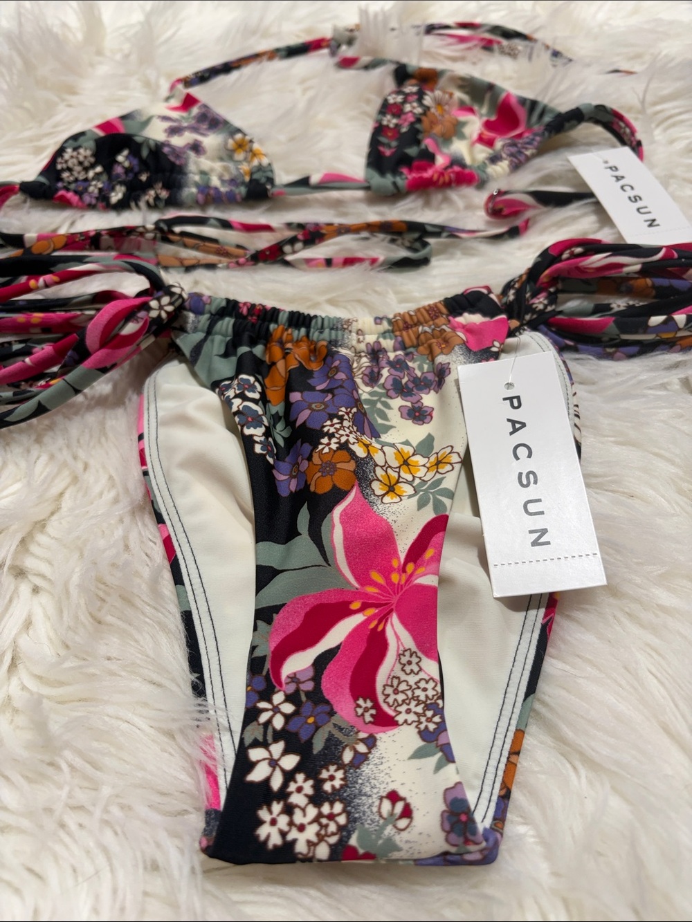 PacSun Pink Multi Floral Tie-Side Bikini - Picture 2 of 12